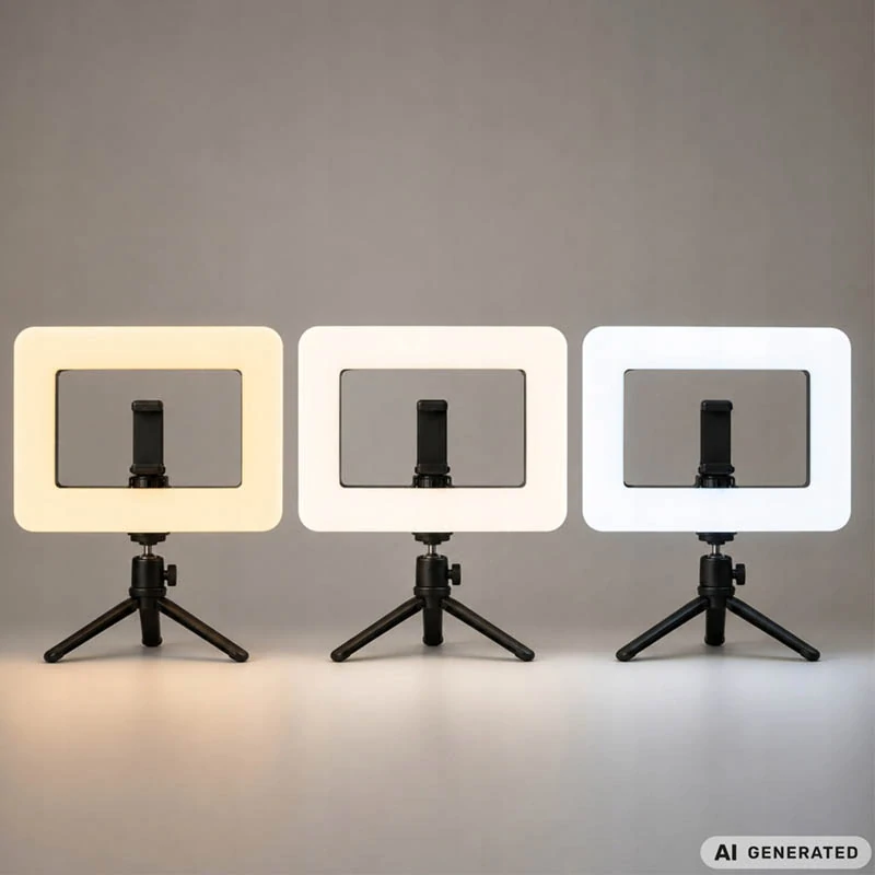 LED kruhová lampa s držiakom na telefón, Bluetooth ovládačom a 3 farbami svetla