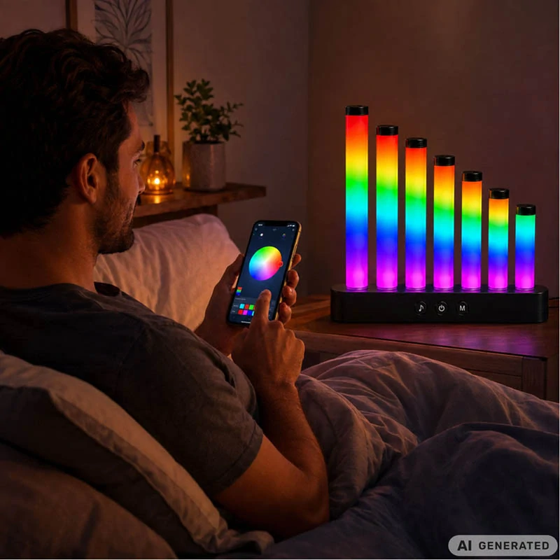 Dekoratívna RGB LED lampa Equalizer s Music Sync, aplikáciou a ovládačom