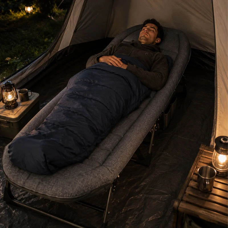 Skladacie turistické ležadlo 2v1 s nastaviteľným operadlom a mäkkým matracom 190 cm