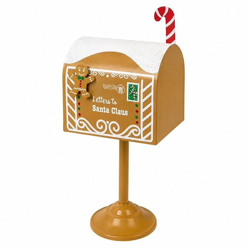 Vianočná kovová poštová schránka na listy pre Santa Clausa 32 cm – zlatá