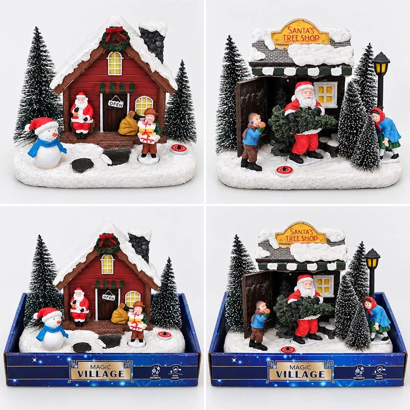 Vianočná LED dedinka so zasneženým domčekom 20 × 14 cm