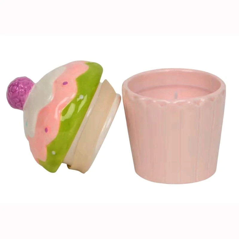 Dekoratívna sviečka v nádobe s viečkom – cupcake 13 cm