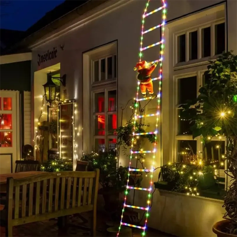 Vianočná LED dekorácia Santa Claus na rebríku 155 cm s diaľkovým ovládaním