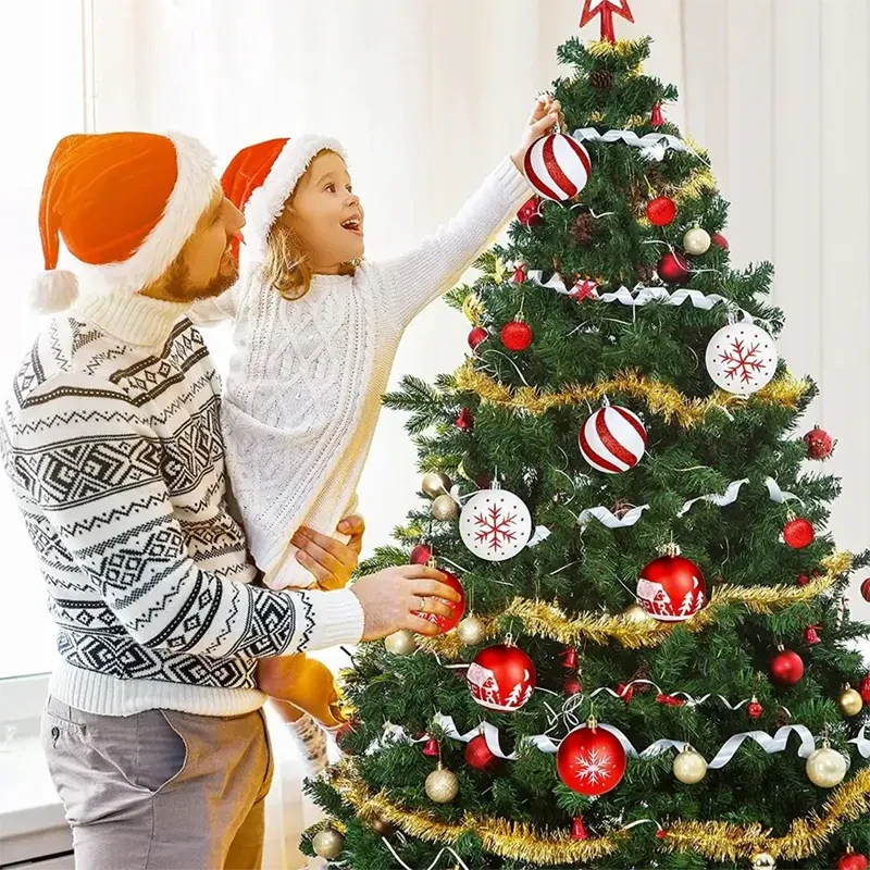 Nerozbitné vianočné gule na stromček červené a biele 44 ks