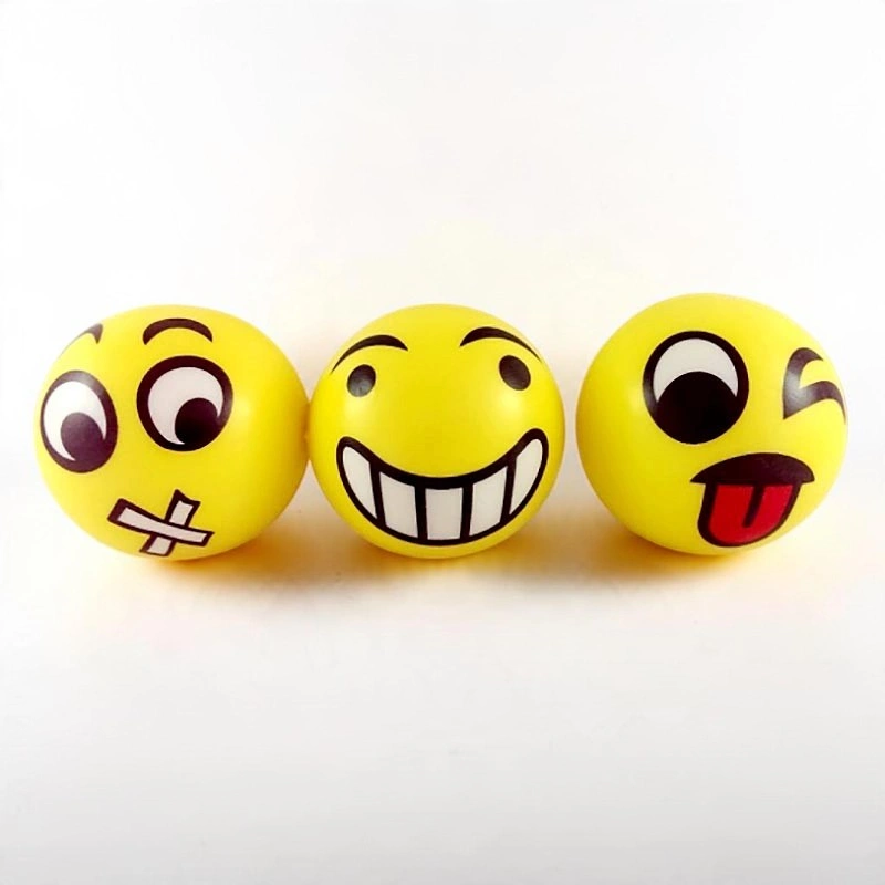 Antistresová loptička Smiley 6,3 cm – žltá