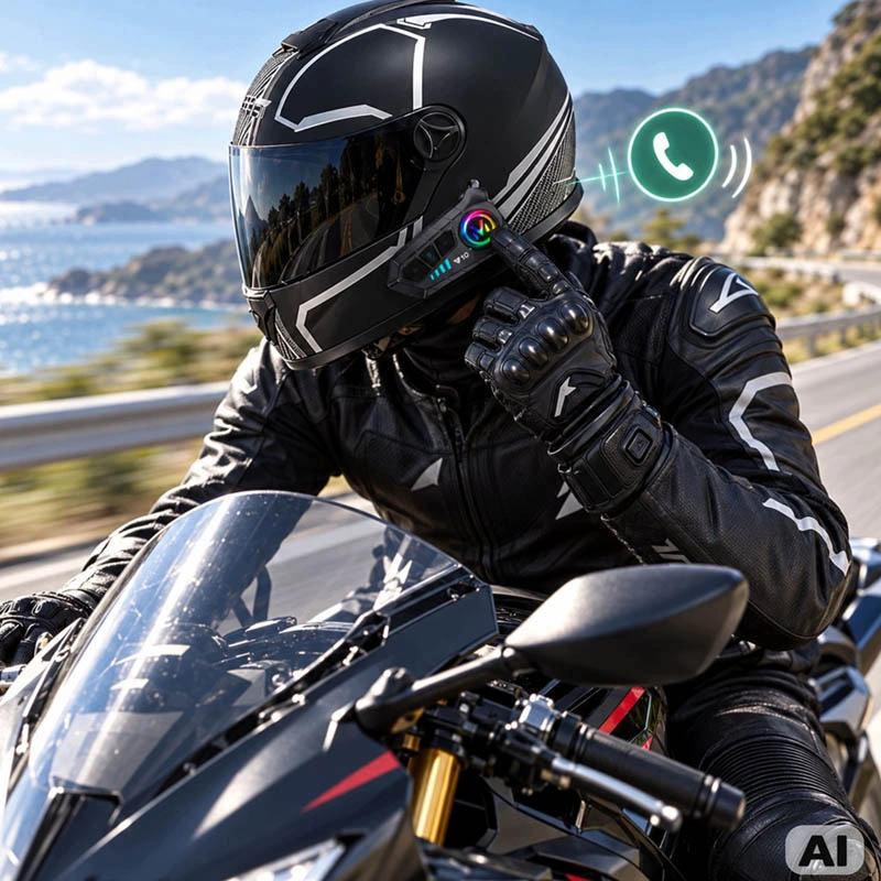 Motocyklový interkom U10 2X Bluetooth s mikrofónom, RGB a USB-C