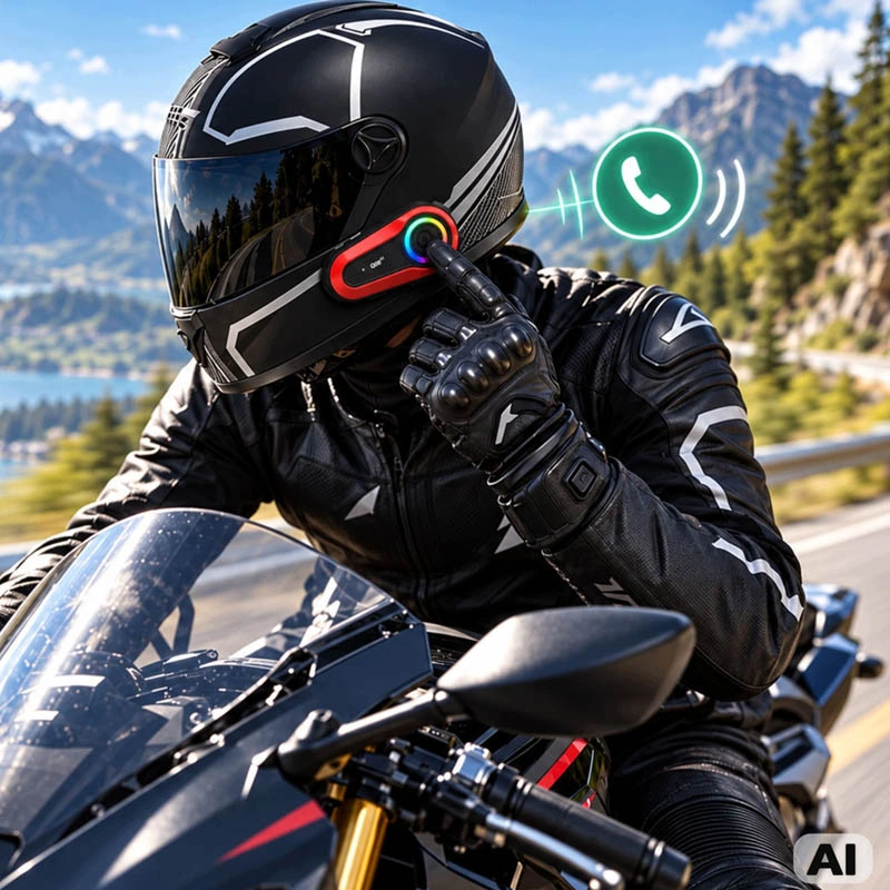 Motocyklový interkom Q08 2X Bluetooth s mikrofónom, RGB a USB-C