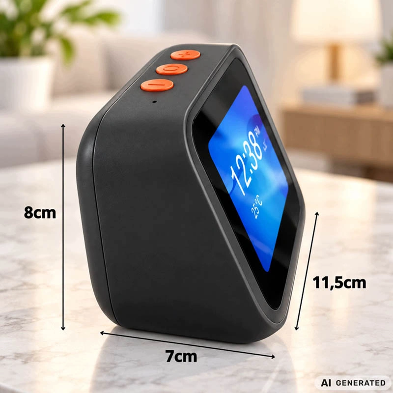 Inteligentný AI budík s dotykovým displejom, Bluetooth a reproduktorom čierny