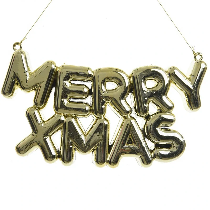 Zlatý závesný nápis Merry Xmas 20 cm