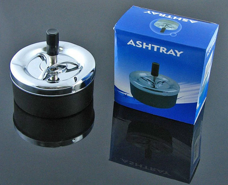 Otočný kovový popolník uzatvárateľný čierny 8 cm