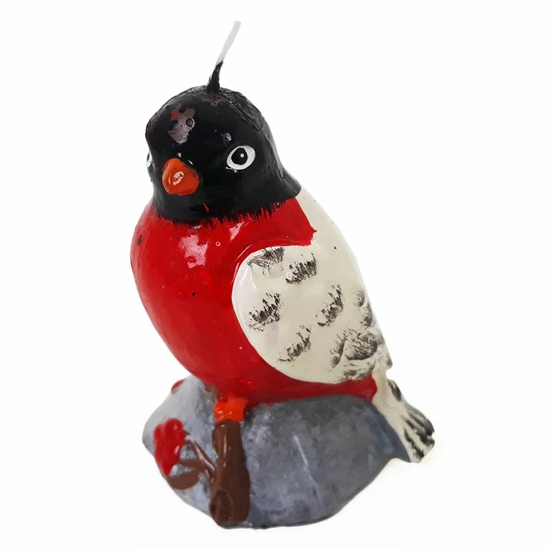 Sviečka vianočná – Vtáčik na halúzke, červený, 8,5 × 7,5 × 8 cm