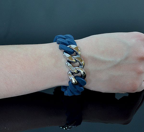 Náramok RUBBZZ NAVY BLUE & SILVER