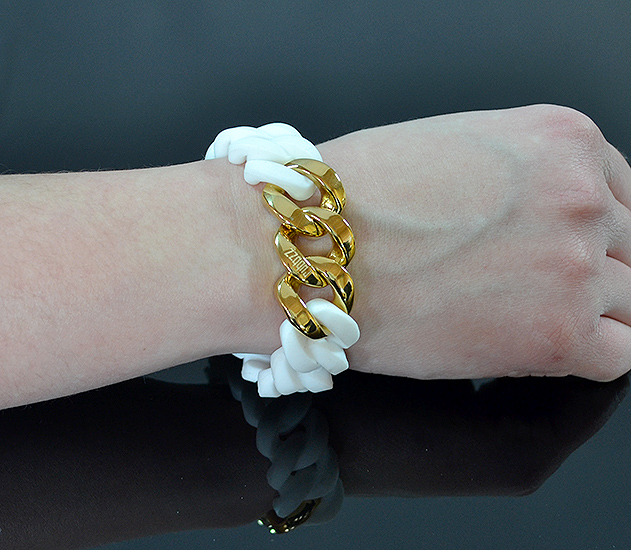 Náramok RUBBZZ WHITE & GOLD