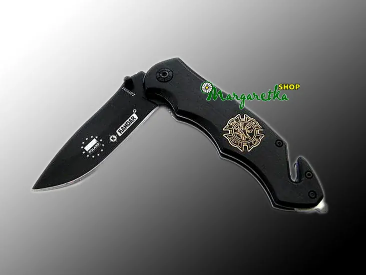 Nôž záchranársky KANDAR Fire Dept black 21/9cm