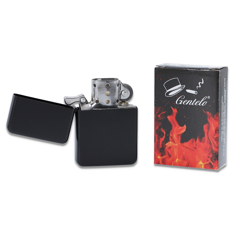 Zapaľovač benzínový čierny s gravírovaním textu