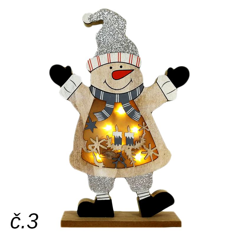 Drevená dekorácia svietiaca LED 29cm