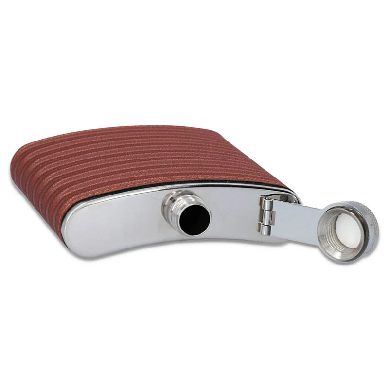 Nerezová ploskačka s ekokožou 210ml hnedá