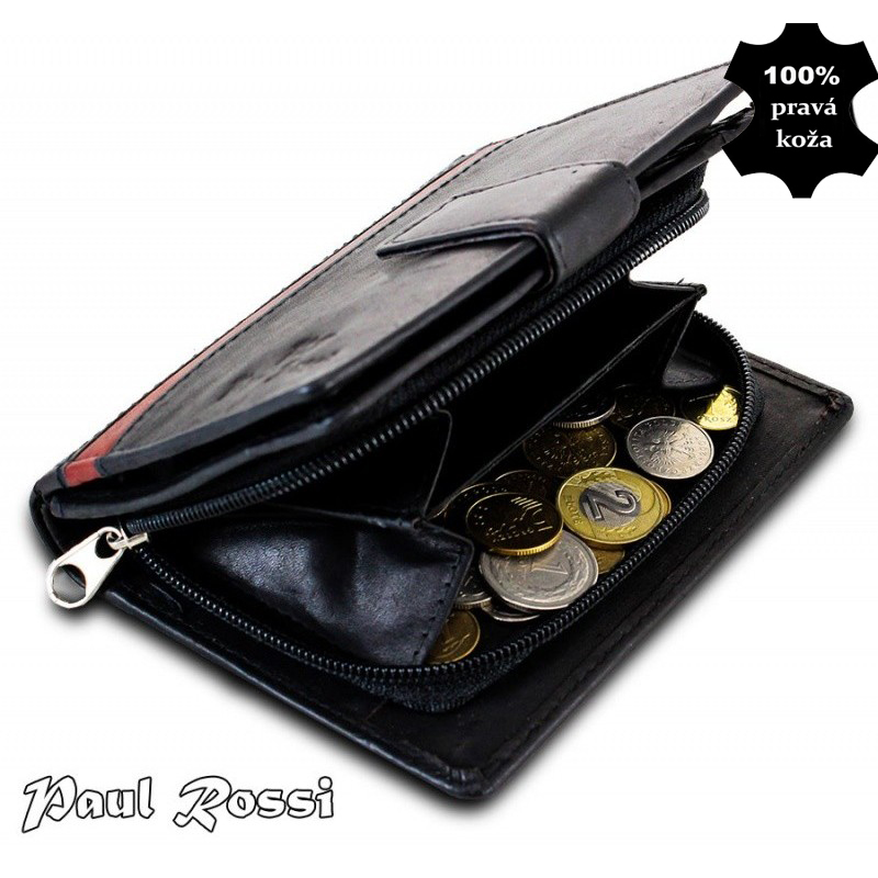 Peňaženka kožená Paul Rossi black/tan