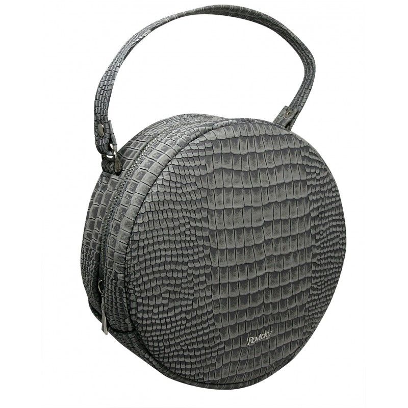 Kabelka kožená Rovicky okrúla Krokodíl grey