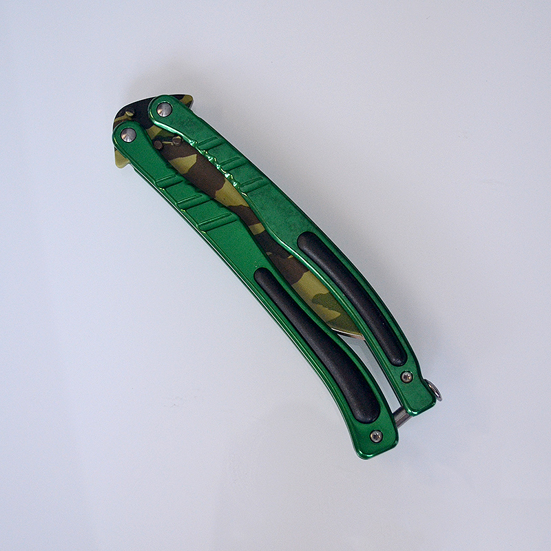 Nôž motýlik Green camouflage 24/10cm