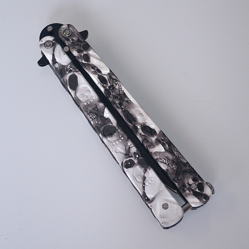 Nôž motýlik SKULL black/white 23/10cm