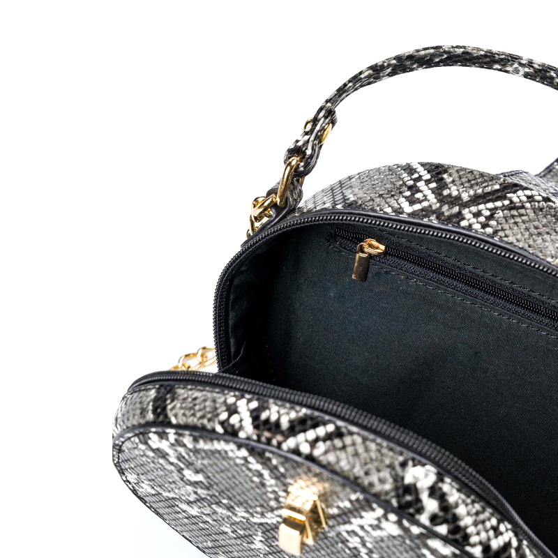 CAVALDI Kabelka kožená okrúla black/white