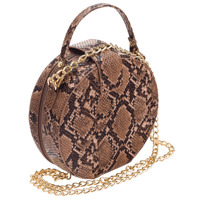 CAVALDI Kabelka kožená okrúla camel/black