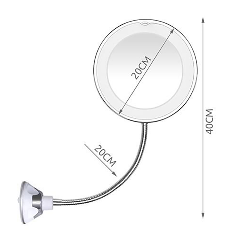 Kozmetické LED zrkadlo s prísavkou