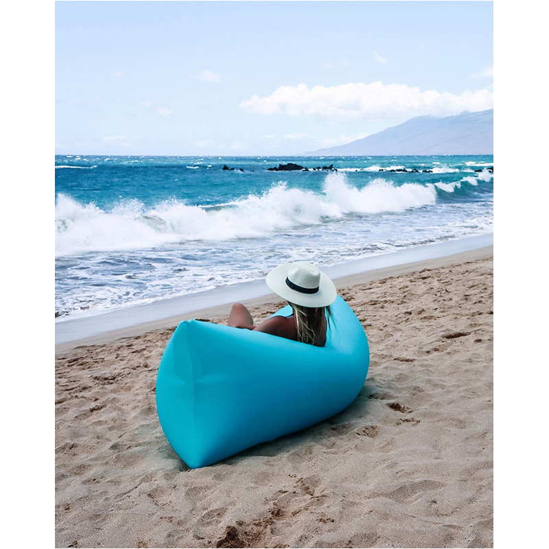 Lazy bag - Nafukovacia sofa modrá azúrová