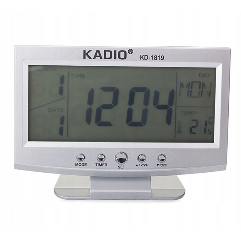 KADIO KD-1819 Digitálny stolový budík LCD, teplomer, alarm