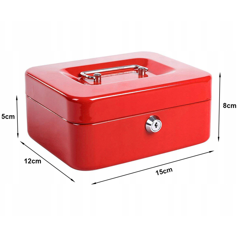 Trezor kovový 15 x 12 x 8cm červený