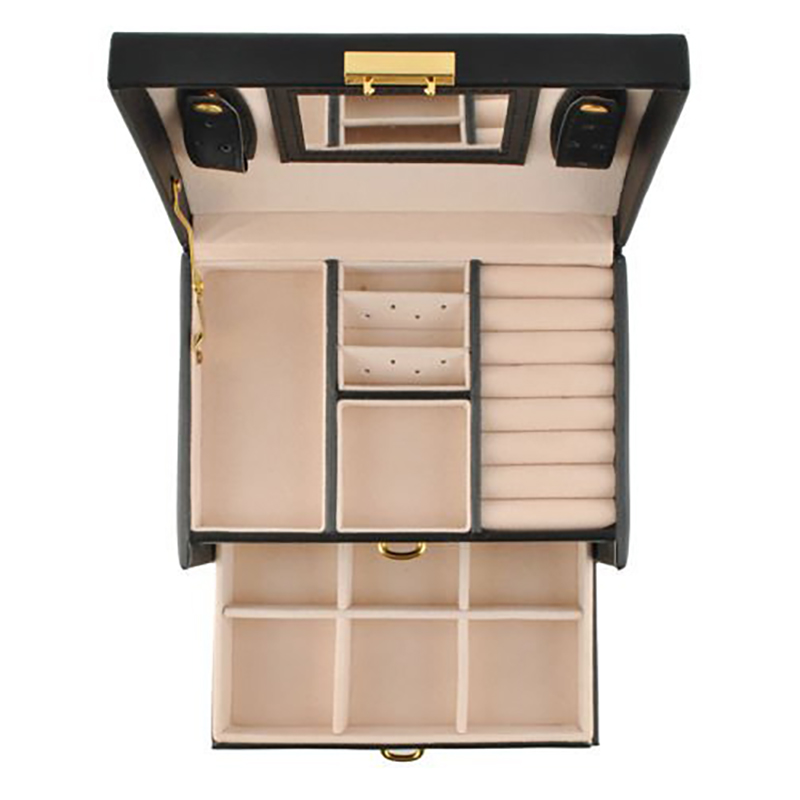 Beautylushh - Kufrík na šperky čierny 3 zásuvky