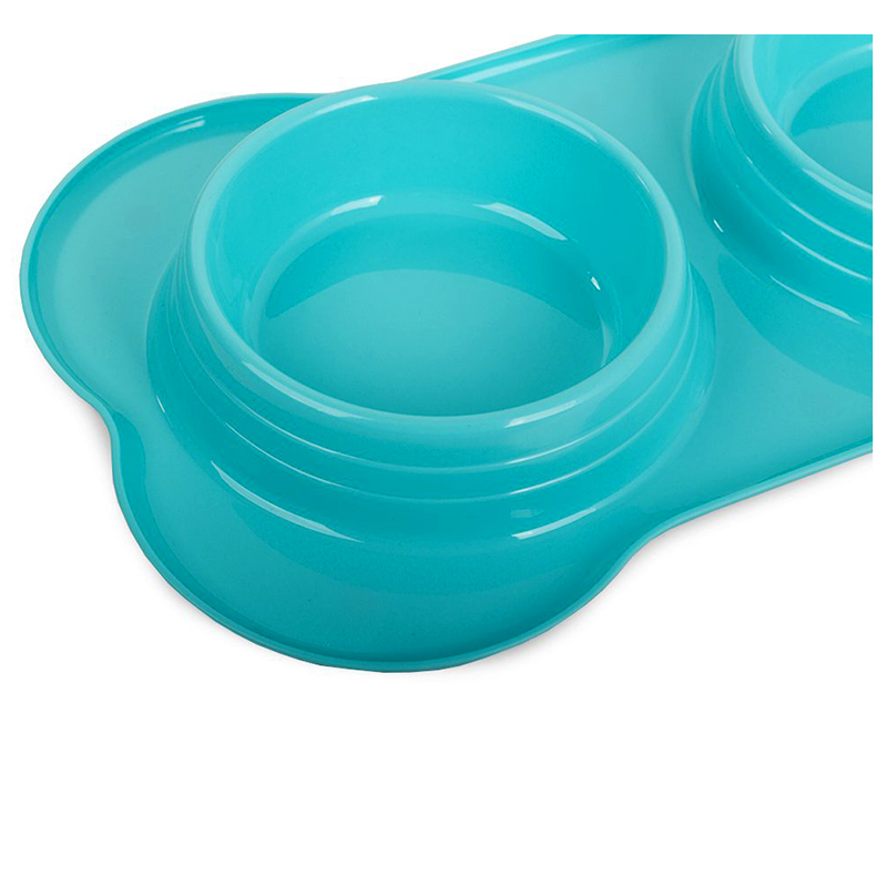 Dvojitá miska na krmivo pre psa modrá 2 x 0,4 L
