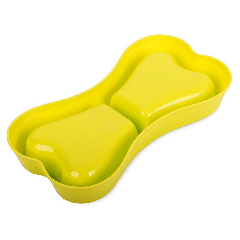 Kosť zelená - Dvojitá miska na krmivo pre psa 2 x 0,15 L