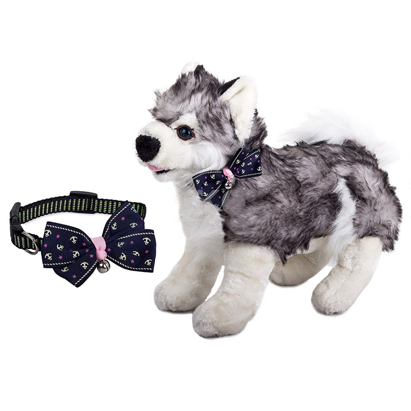 Obojok s mašľou a zvončekom šírka 1,5 cm