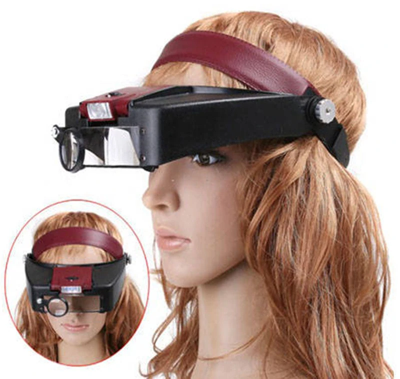 Čelová lupa náhlavná 2LED 10x