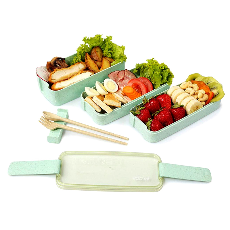 Obedár s príborom 0,9 L zelený