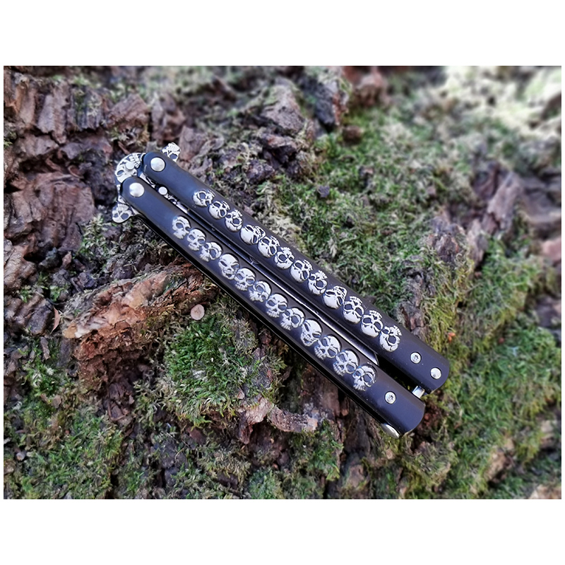Nôž motýlik Kandar Black Skull