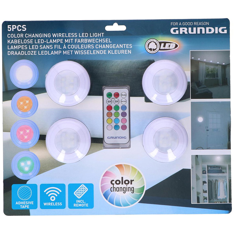 Grundig - LED svetlá meniace svetlo na diaľkové ovládanie 4ks