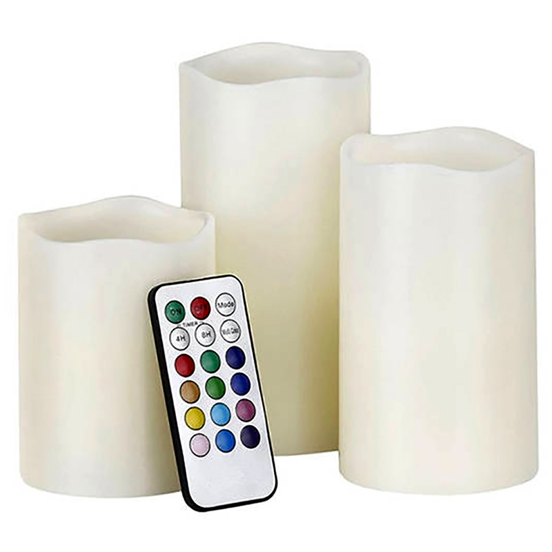 LED RGB sviečky 3ks na diaľkové ovládanie 12 farieb