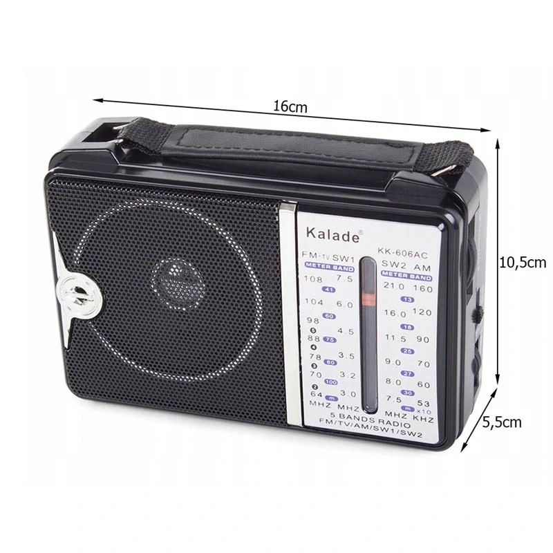 KALADE - Rádioprijímač AM/FM/TV/SW1/SW2 prenosný