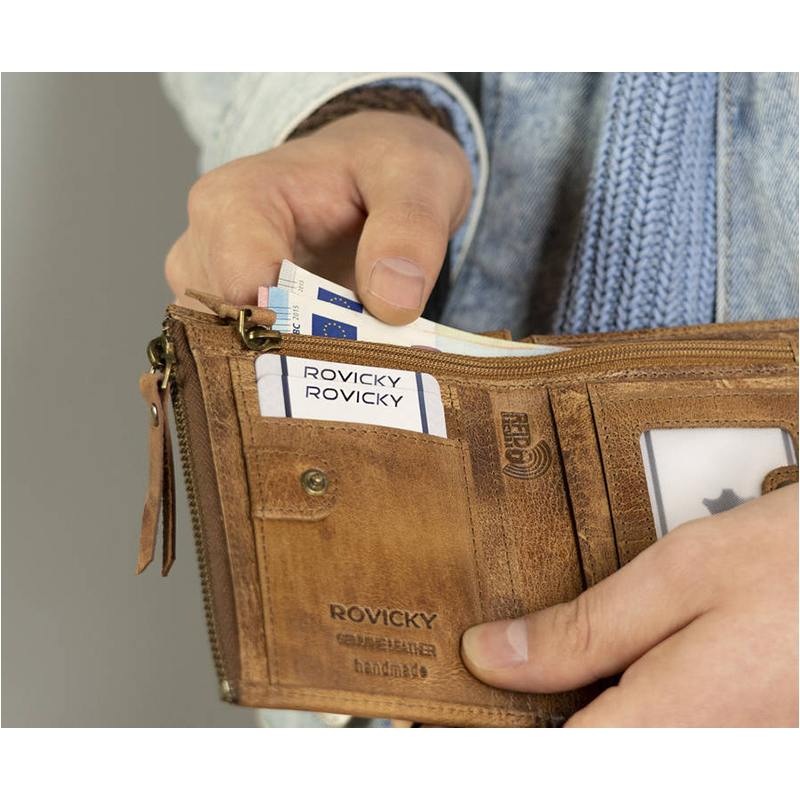 Rovicky N1226-RHP-5456 - Peňaženka pánska kožená tan