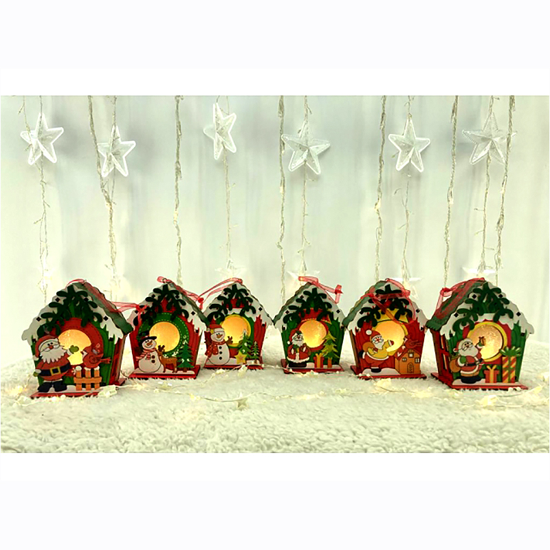 Vianočná LED Drevená chalúpka 9x8x5,5 cm