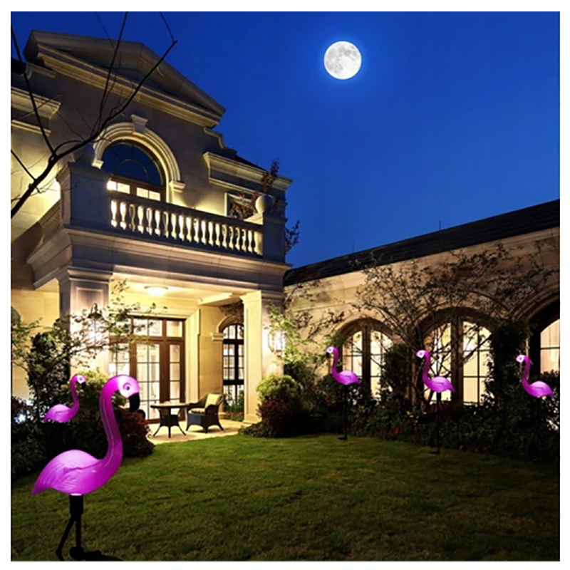 Solárna záhradná lampa - plameniak