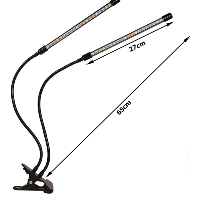 Dvojramenná lampa 40 LED na podporu rastu rastlín s časovačom