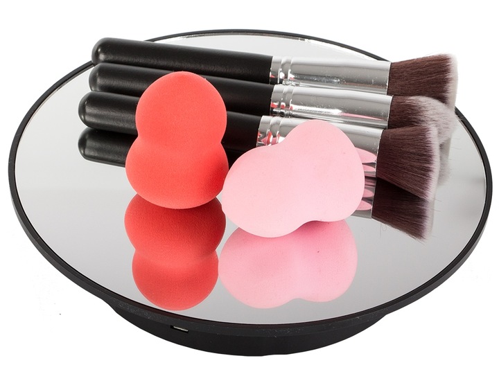 Otočný podstavec na fotografovanie so zrkadlom čierny