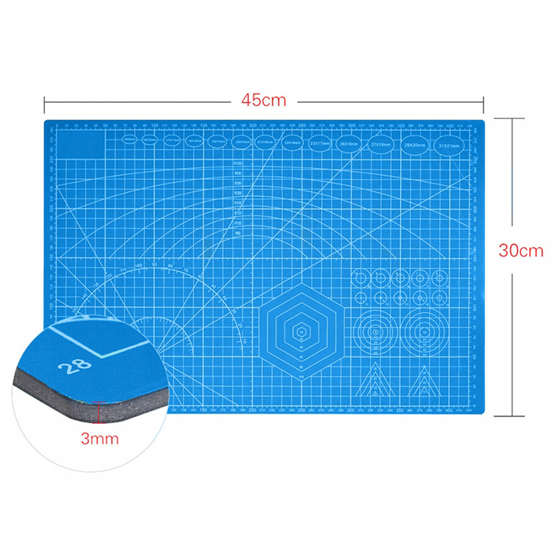 Modelárska podložka na rezanie A3 obojstranná modrá