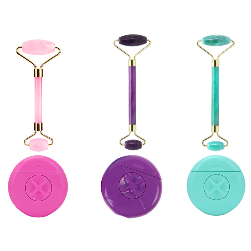 Jadeitový masážny valček na tvár s holiacim strojčekom 3v1