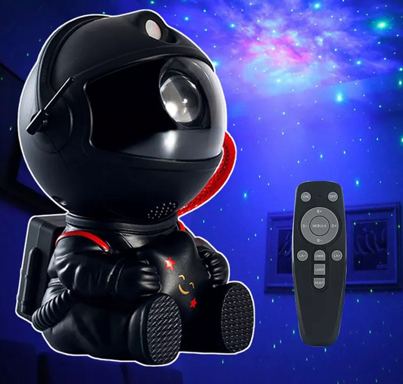 Projektor hviezd Astronaut sediaci čierny
