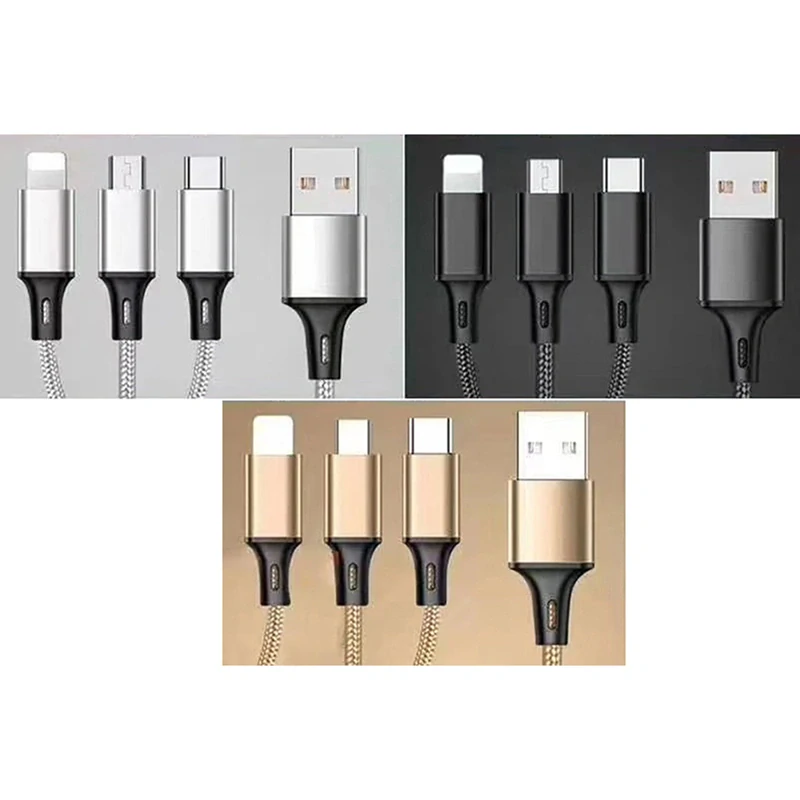 USB kábel 3v1 iPhone, Micro usb, Typ C 1,2m